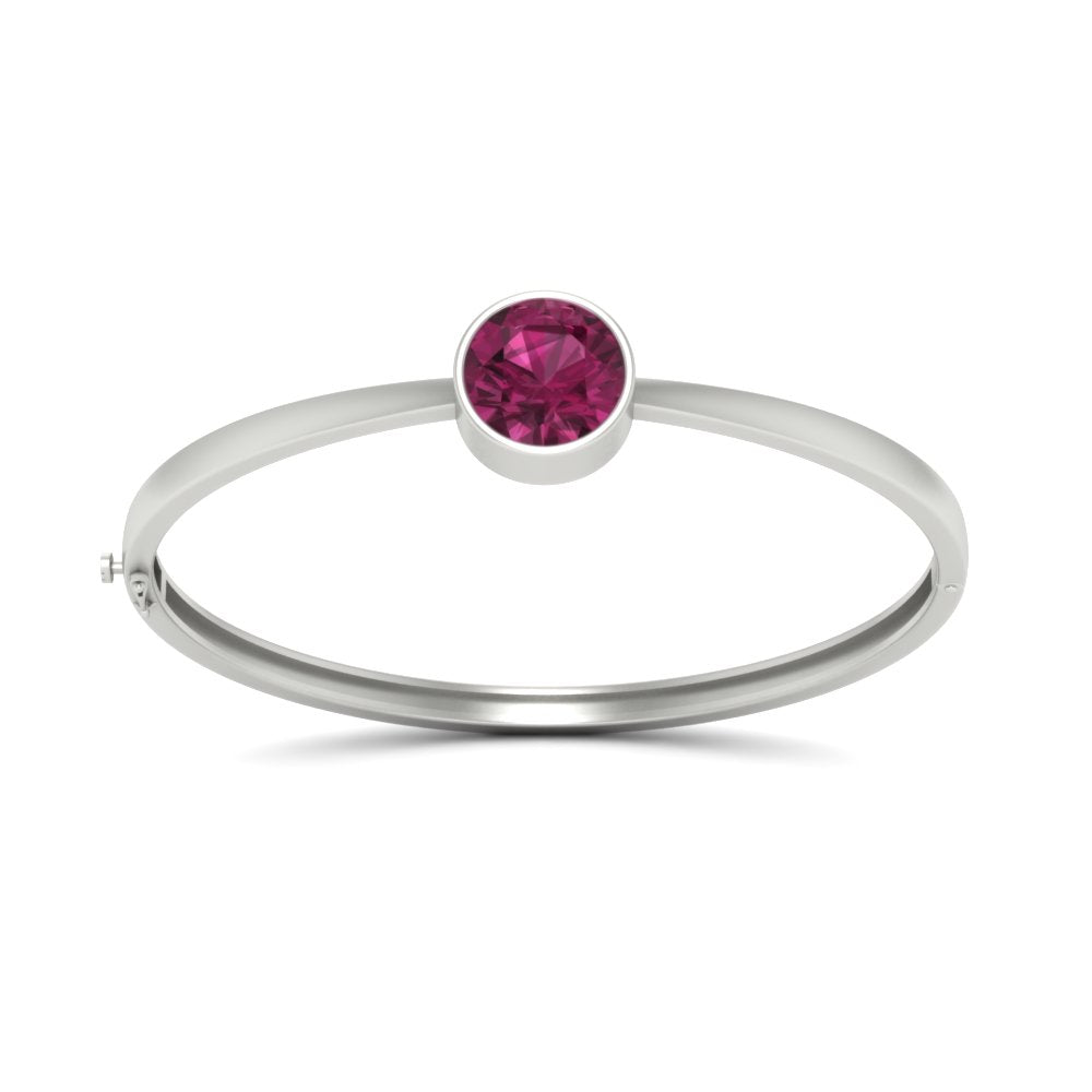 Bezel Set Solitaire Bangle Bracelet