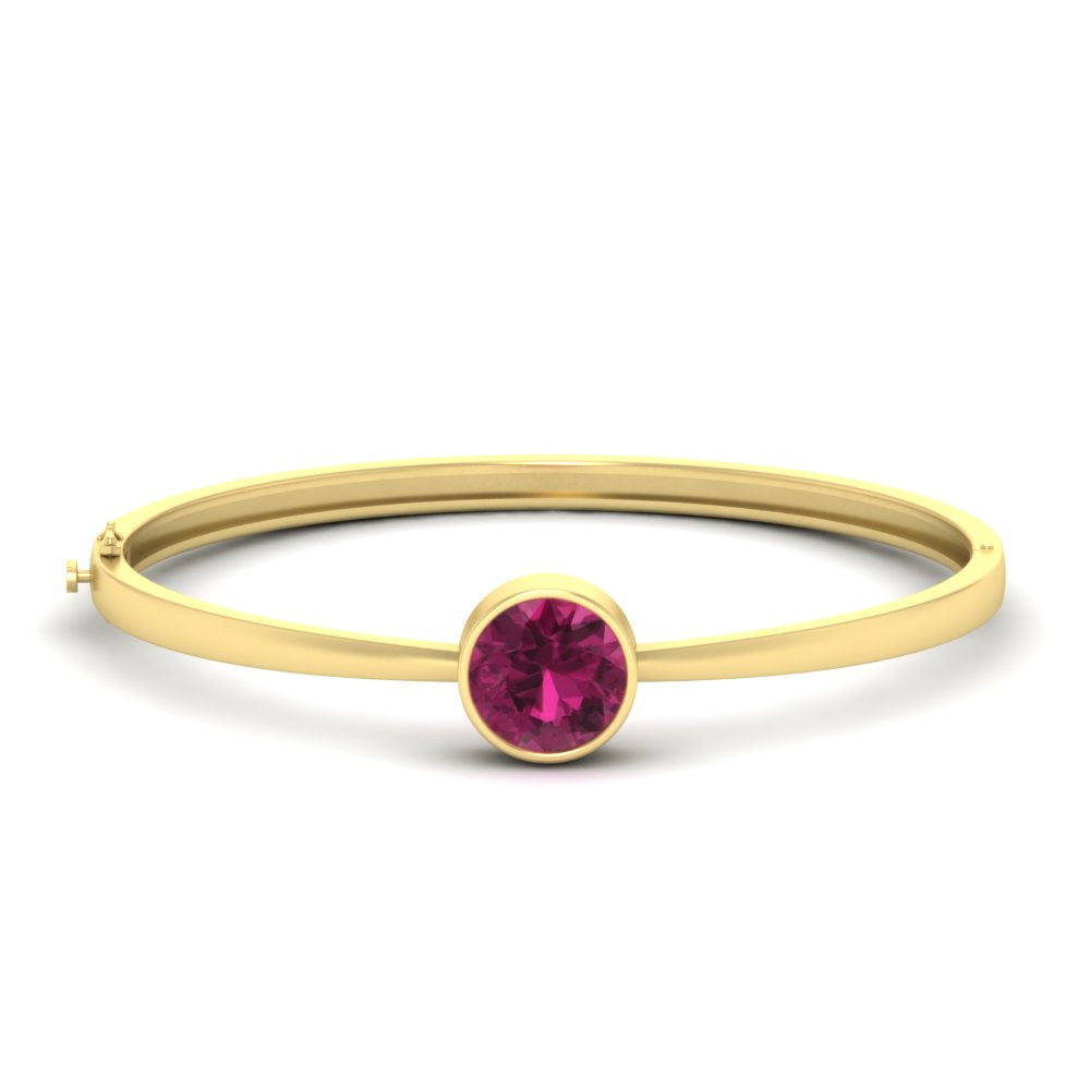 Bezel Set Solitaire Bangle Bracelet
