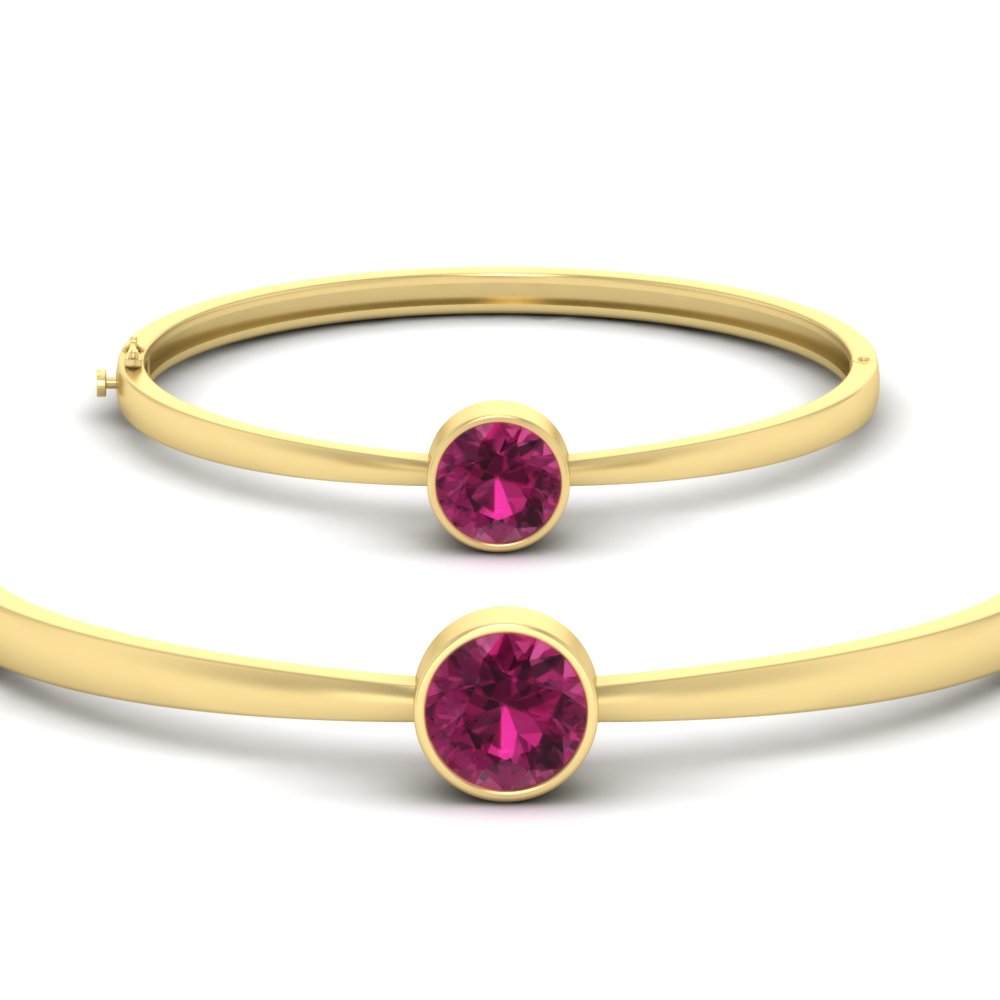 Bezel Set Solitaire Bangle Bracelet