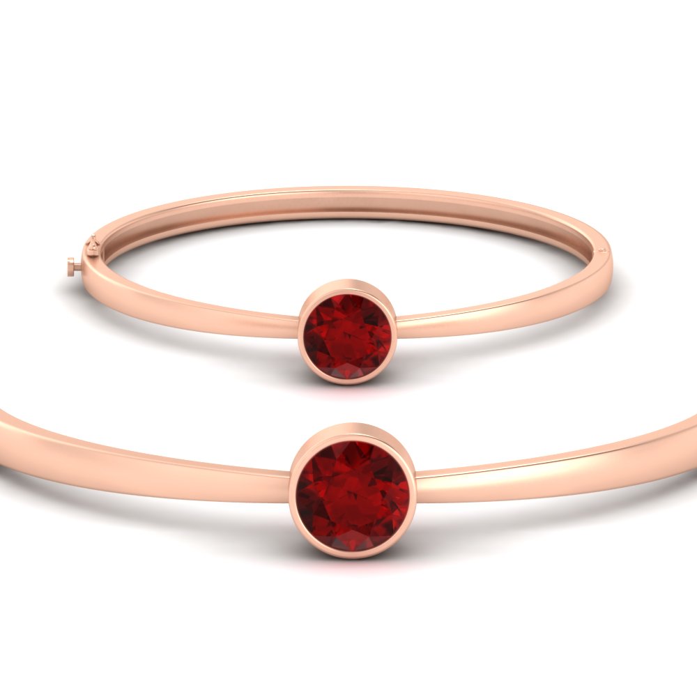 Bezel Set Solitaire Bangle Bracelet