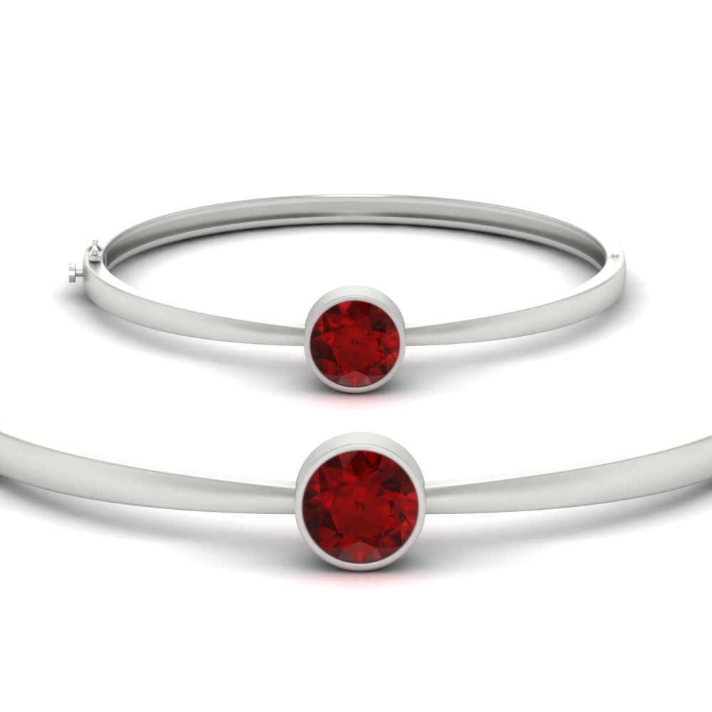 Bezel Set Solitaire Bangle Bracelet
