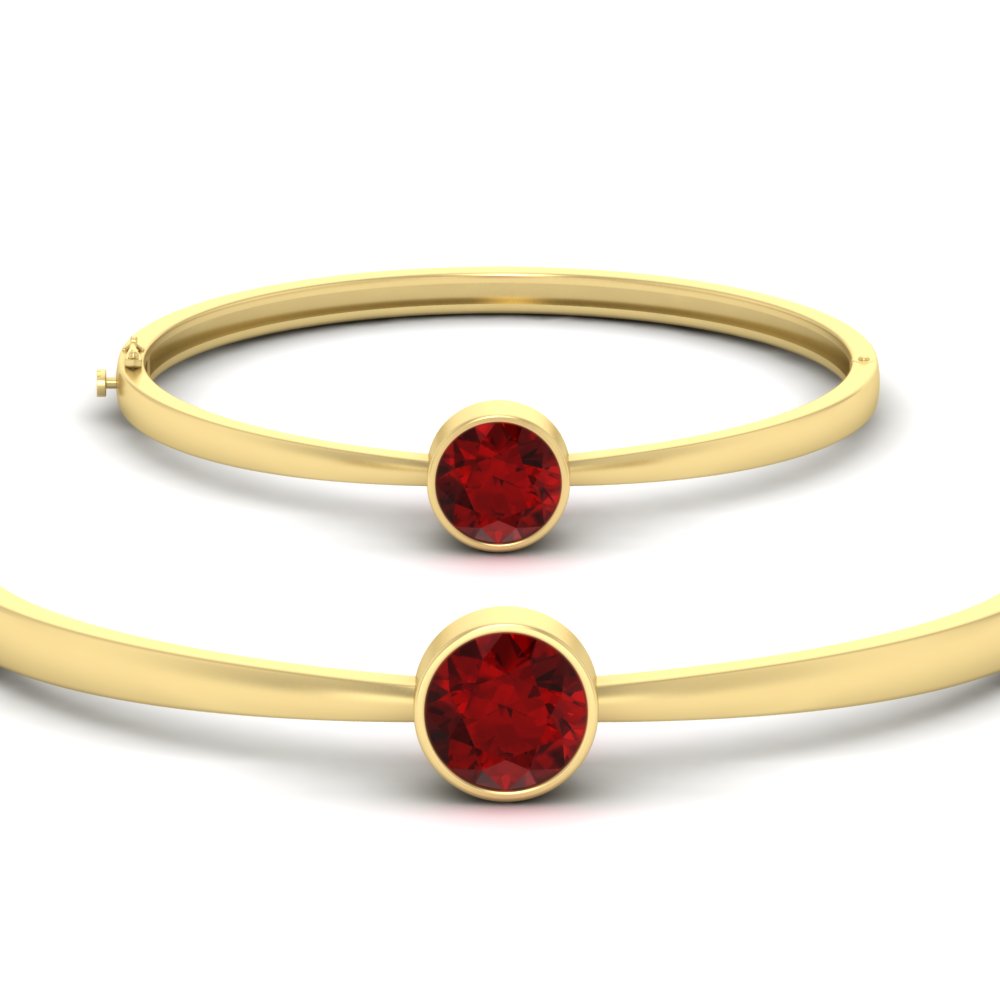 Bezel Set Solitaire Bangle Bracelet
