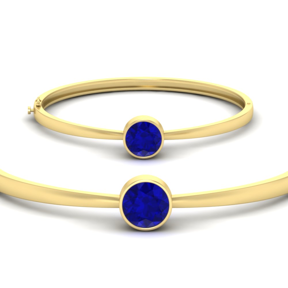 Bezel Set Solitaire Bangle Bracelet