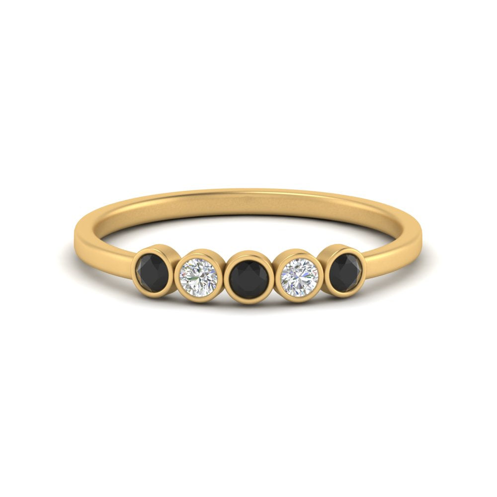 bezel-set-5-round-black-diamond-wedding-ring-0.25-ct.-in-FD10558B-0.05CTGBLACK-NL-YG