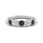 Load image into Gallery viewer, bezel-set-5-round-black-diamond-wedding-ring-1-ct.-in-FD10558B-0.20CTGBLACK-NL-WG
