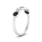 Load image into Gallery viewer, bezel-set-5-round-black-diamond-wedding-ring-1-ct.-in-FD10558B-0.20CTGBLACK-NL-WG
