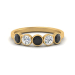 Load image into Gallery viewer, bezel-set-5-round-black-diamond-wedding-ring-1-ct.-in-FD10558B-0.20CTGBLACK-NL-YG

