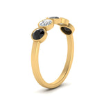 Load image into Gallery viewer, bezel-set-5-round-black-diamond-wedding-ring-1-ct.-in-FD10558B-0.20CTGBLACK-NL-YG
