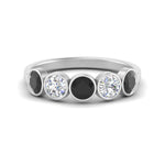 Load image into Gallery viewer, bezel-set-5-round-black-diamond-wedding-ring-1.50-carat-in-FD10558B-0.30CTGBLACK-NL-WG
