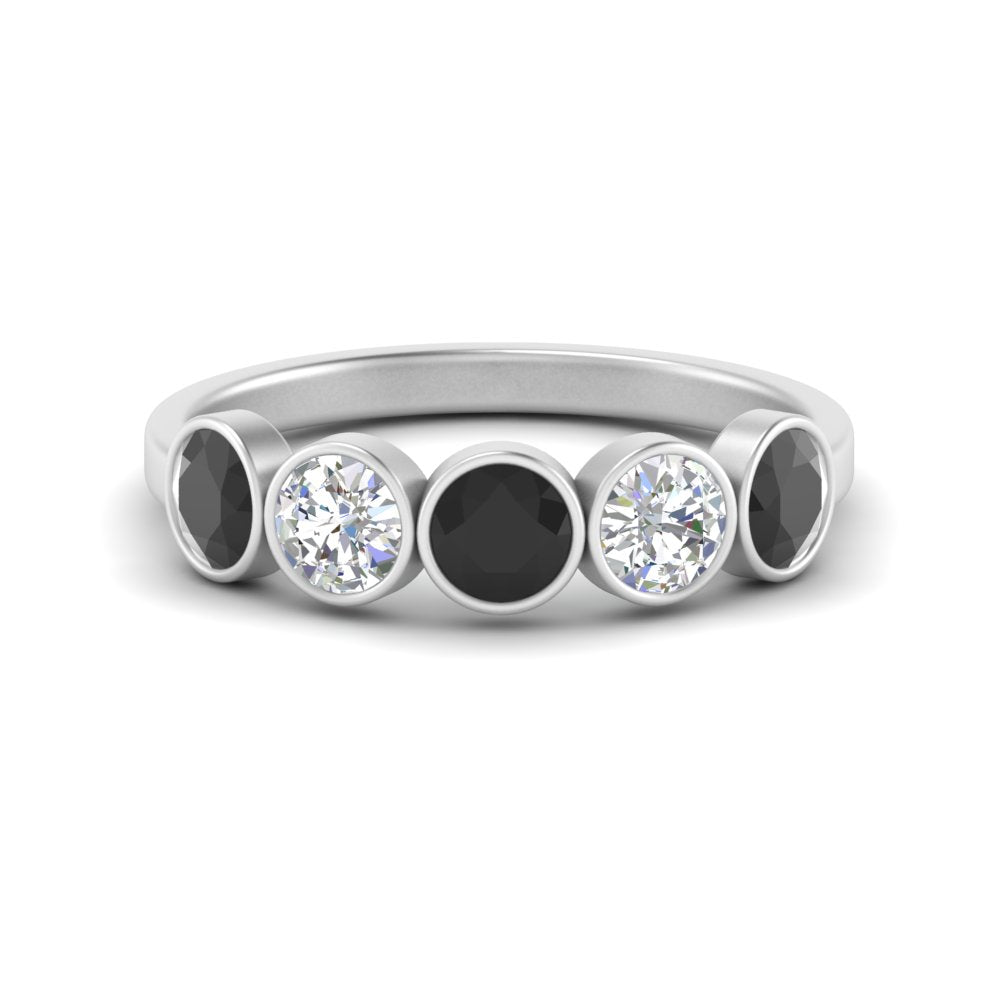 bezel-set-5-round-black-diamond-wedding-ring-1.50-carat-in-FD10558B-0.30CTGBLACK-NL-WG