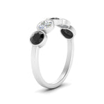 Load image into Gallery viewer, bezel-set-5-round-black-diamond-wedding-ring-1.50-carat-in-FD10558B-0.30CTGBLACK-NL-WG
