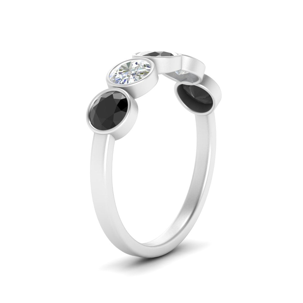 bezel-set-5-round-black-diamond-wedding-ring-1.50-carat-in-FD10558B-0.30CTGBLACK-NL-WG