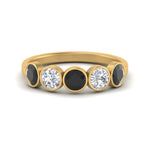 Load image into Gallery viewer, bezel-set-5-round-black-diamond-wedding-ring-1.50-carat-in-FD10558B-0.30CTGBLACK-NL-YG
