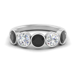 Load image into Gallery viewer, bezel-set-5-round-black-diamond-wedding-ring-2-ct.-in-FD10558B-0.50CTGBLACK-NL-WG
