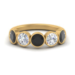 Load image into Gallery viewer, bezel-set-5-round-black-diamond-wedding-ring-2-ct.-in-FD10558B-0.50CTGBLACK-NL-YG
