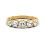 Load image into Gallery viewer, bezel-set-5-round-diamond-wedding-ring-1.50-carat-in-FD10558B-0.30CT-NL-YG
