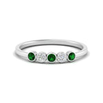 Load image into Gallery viewer, bezel-set-5-round-emerald-wedding-ring-0.25-ct.-in-FD10558B-0.05CTGEMGR-NL-WG
