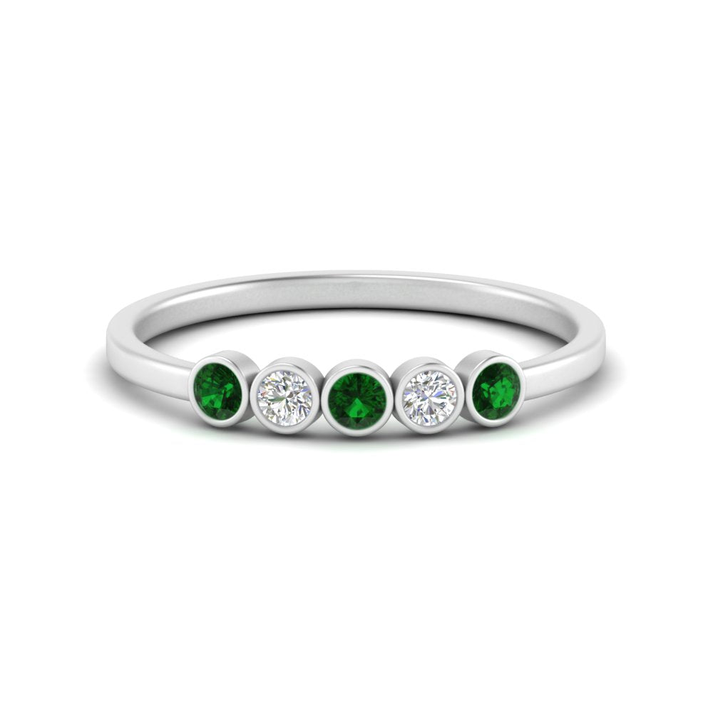 bezel-set-5-round-emerald-wedding-ring-0.25-ct.-in-FD10558B-0.05CTGEMGR-NL-WG
