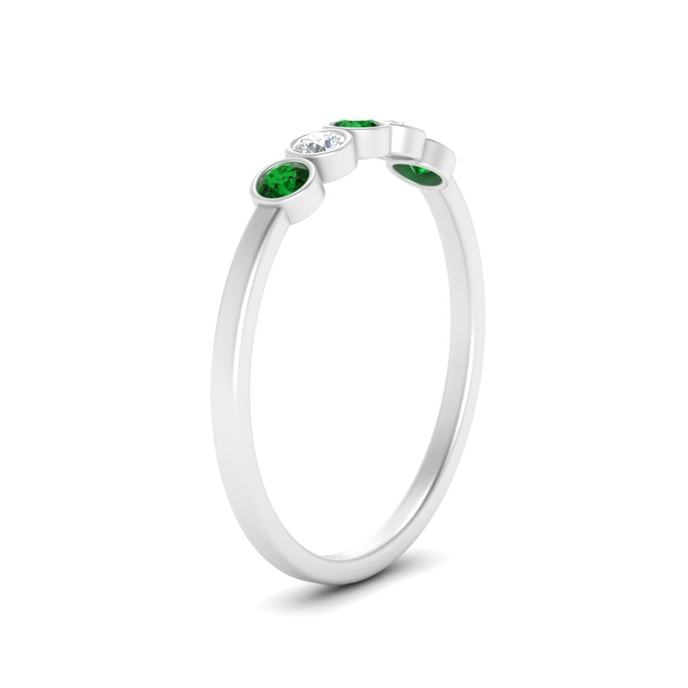 bezel-set-5-round-emerald-wedding-ring-0.25-ct.-in-FD10558B-0.05CTGEMGR-NL-WG