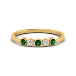 Load image into Gallery viewer, bezel-set-5-round-emerald-wedding-ring-0.25-ct.-in-FD10558B-0.05CTGEMGR-NL-YG
