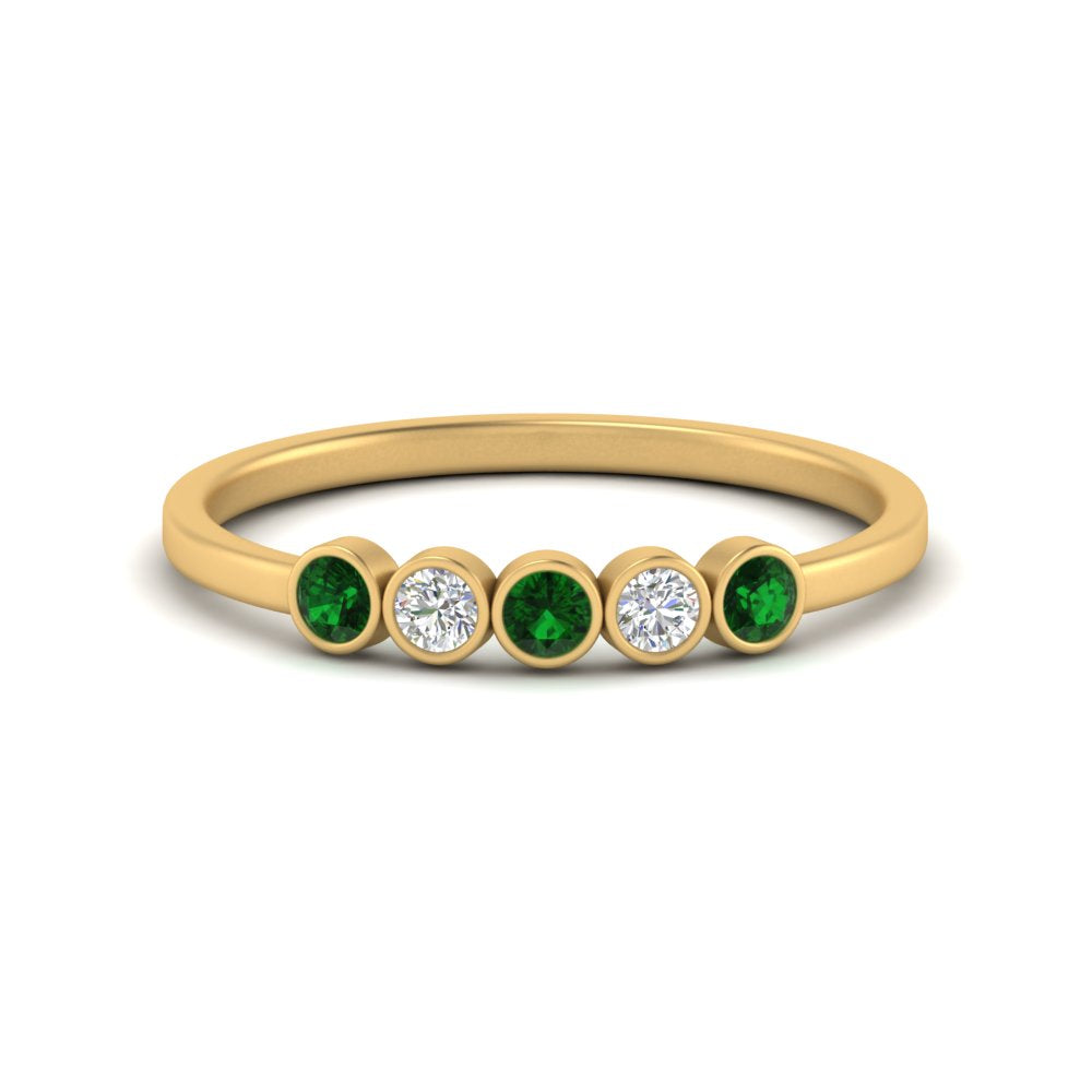 bezel-set-5-round-emerald-wedding-ring-0.25-ct.-in-FD10558B-0.05CTGEMGR-NL-YG