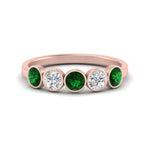 Load image into Gallery viewer, bezel-set-5-round-emerald-wedding-ring-1-ct.-in-FD10558B-0.20CTGEMGR-NL-RG
