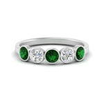 Load image into Gallery viewer, bezel-set-5-round-emerald-wedding-ring-1-ct.-in-FD10558B-0.20CTGEMGR-NL-WG
