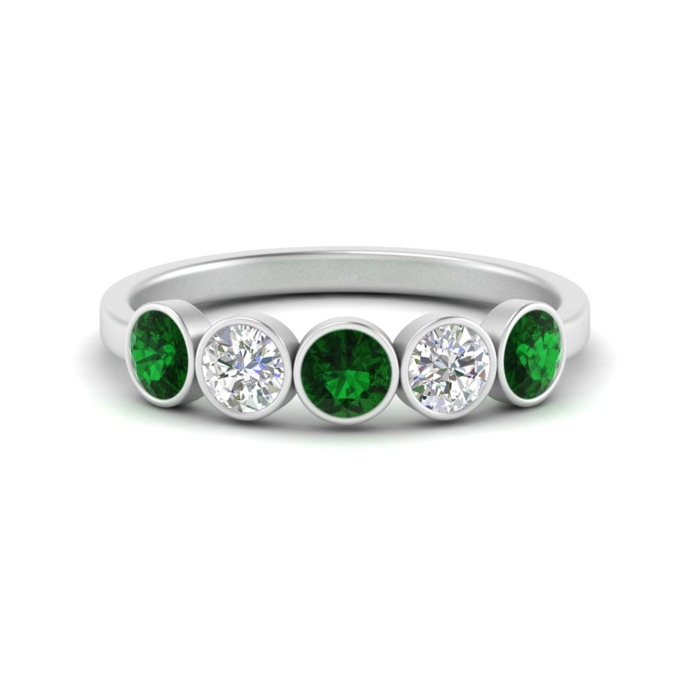 bezel-set-5-round-emerald-wedding-ring-1-ct.-in-FD10558B-0.20CTGEMGR-NL-WG