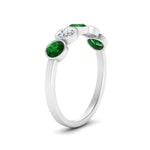 Load image into Gallery viewer, bezel-set-5-round-emerald-wedding-ring-1-ct.-in-FD10558B-0.20CTGEMGR-NL-WG
