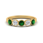 Load image into Gallery viewer, bezel-set-5-round-emerald-wedding-ring-1-ct.-in-FD10558B-0.20CTGEMGR-NL-YG
