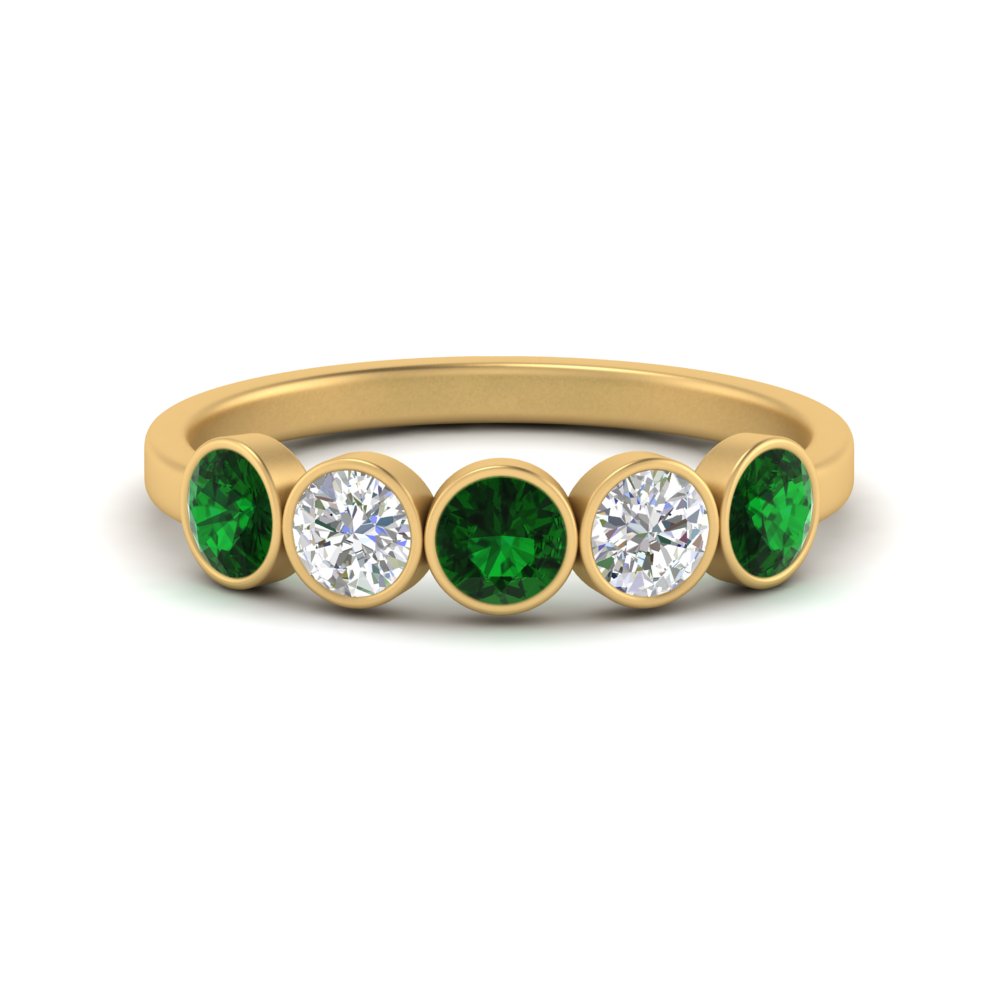 bezel-set-5-round-emerald-wedding-ring-1-ct.-in-FD10558B-0.20CTGEMGR-NL-YG