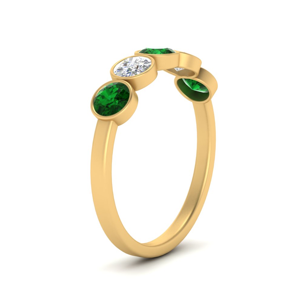 bezel-set-5-round-emerald-wedding-ring-1-ct.-in-FD10558B-0.20CTGEMGR-NL-YG