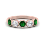 Load image into Gallery viewer, bezel-set-5-round-emerald-wedding-ring-1.50-carat-in-FD10558B-0.30CTGEMGR-NL-RG
