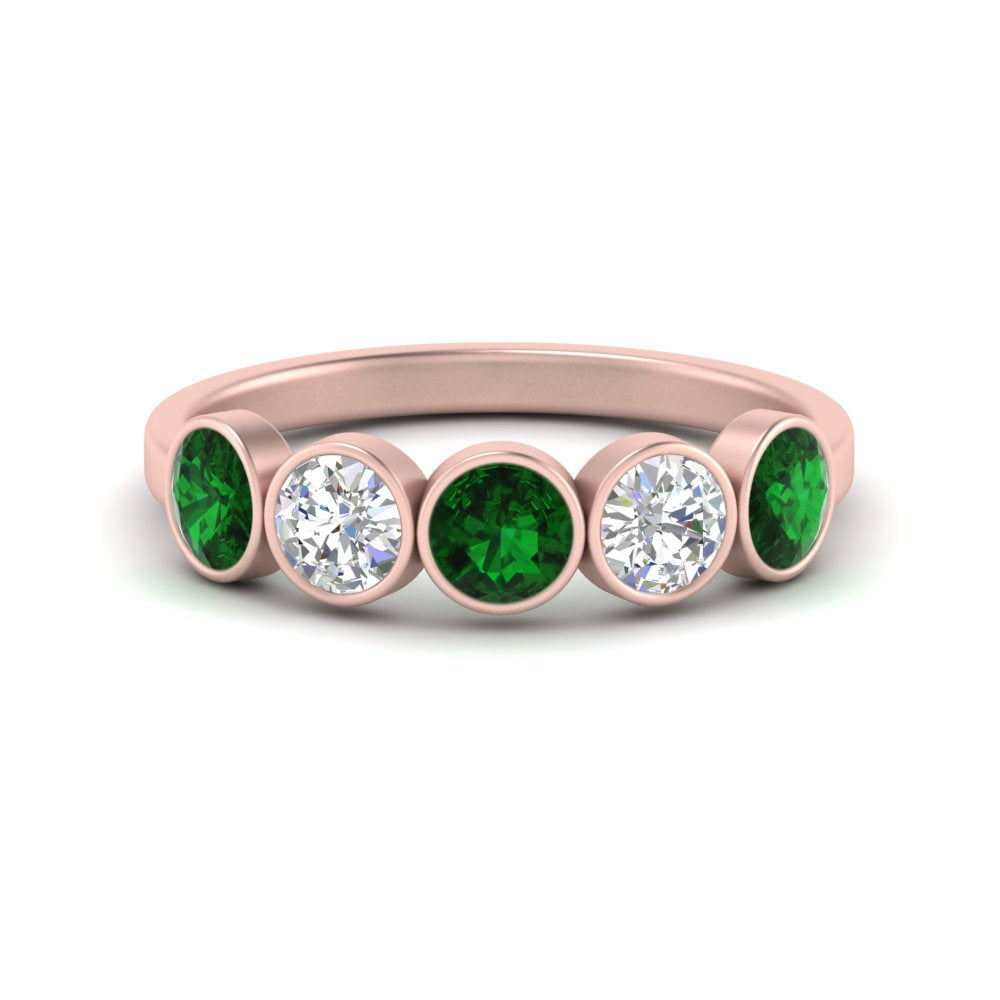 bezel-set-5-round-emerald-wedding-ring-1.50-carat-in-FD10558B-0.30CTGEMGR-NL-RG