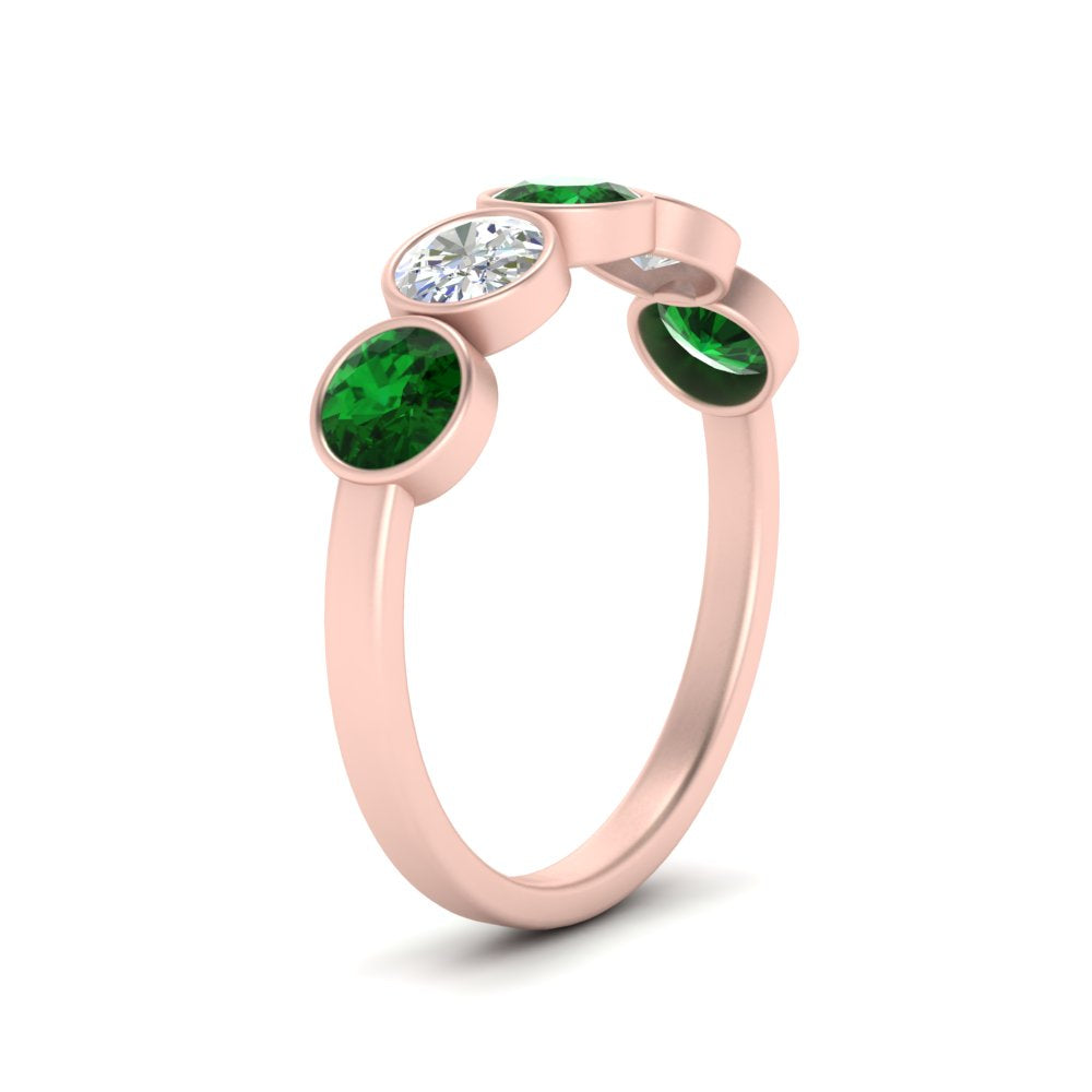 bezel-set-5-round-emerald-wedding-ring-1.50-carat-in-FD10558B-0.30CTGEMGR-NL-RG