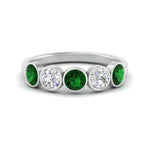 Load image into Gallery viewer, bezel-set-5-round-emerald-wedding-ring-1.50-carat-in-FD10558B-0.30CTGEMGR-NL-WG

