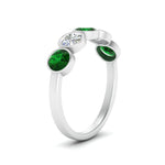 Load image into Gallery viewer, bezel-set-5-round-emerald-wedding-ring-1.50-carat-in-FD10558B-0.30CTGEMGR-NL-WG
