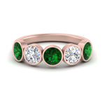 Load image into Gallery viewer, bezel-set-5-round-emerald-wedding-ring-2-ct.-in-FD10558B-0.50CTGEMGR-NL-RG
