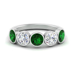 Load image into Gallery viewer, bezel-set-5-round-emerald-wedding-ring-2-ct.-in-FD10558B-0.50CTGEMGR-NL-WG
