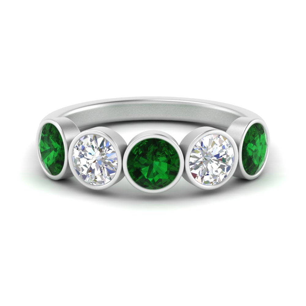 bezel-set-5-round-emerald-wedding-ring-2-ct.-in-FD10558B-0.50CTGEMGR-NL-WG