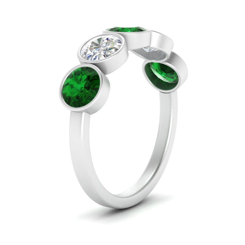 bezel-set-5-round-emerald-wedding-ring-2-ct.-in-FD10558B-0.50CTGEMGR-NL-WG