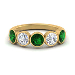 Load image into Gallery viewer, bezel-set-5-round-emerald-wedding-ring-2-ct.-in-FD10558B-0.50CTGEMGR-NL-YG
