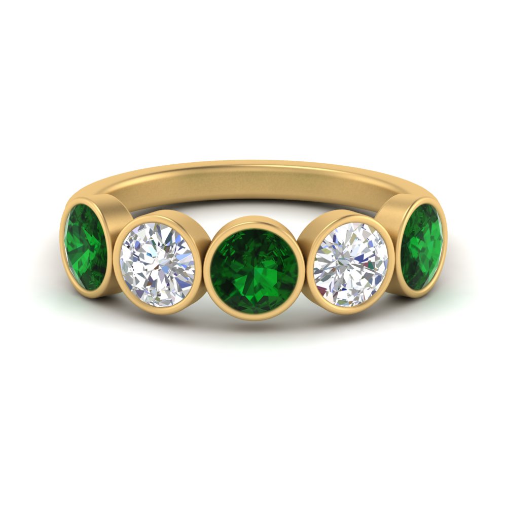 bezel-set-5-round-emerald-wedding-ring-2-ct.-in-FD10558B-0.50CTGEMGR-NL-YG