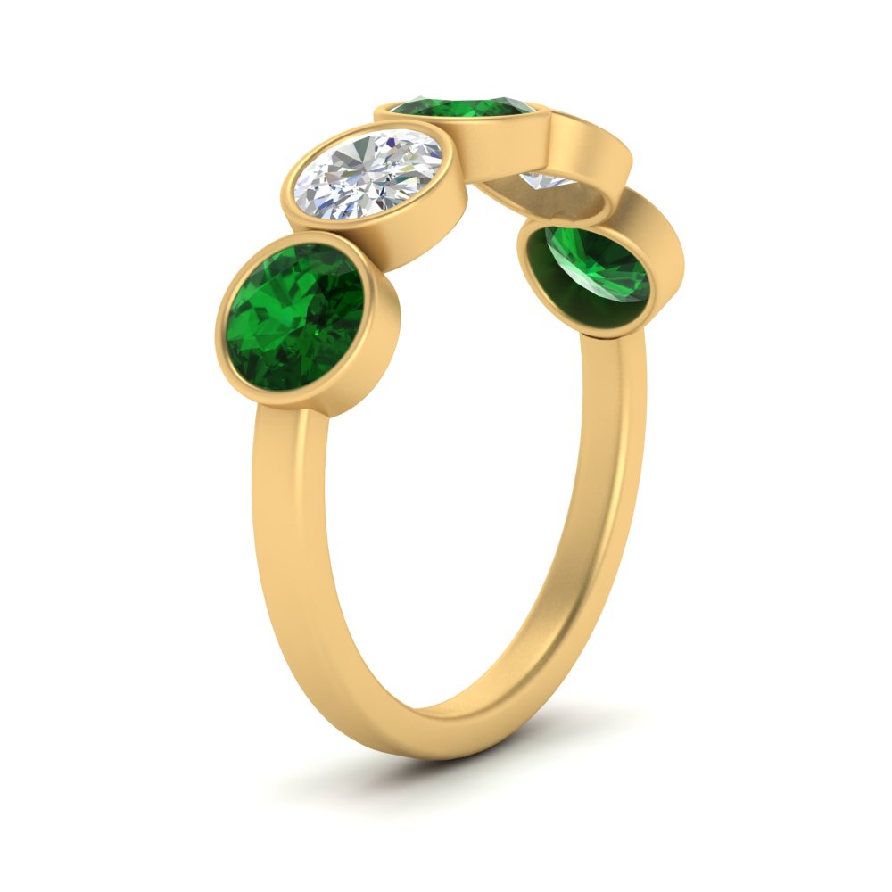 bezel-set-5-round-emerald-wedding-ring-2-ct.-in-FD10558B-0.50CTGEMGR-NL-YG