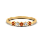 Load image into Gallery viewer, bezel-set-5-round-orange-sapphire-wedding-ring-0.25-ct.-in-FD10558B-0.05CTGSAOR-NL-YG
