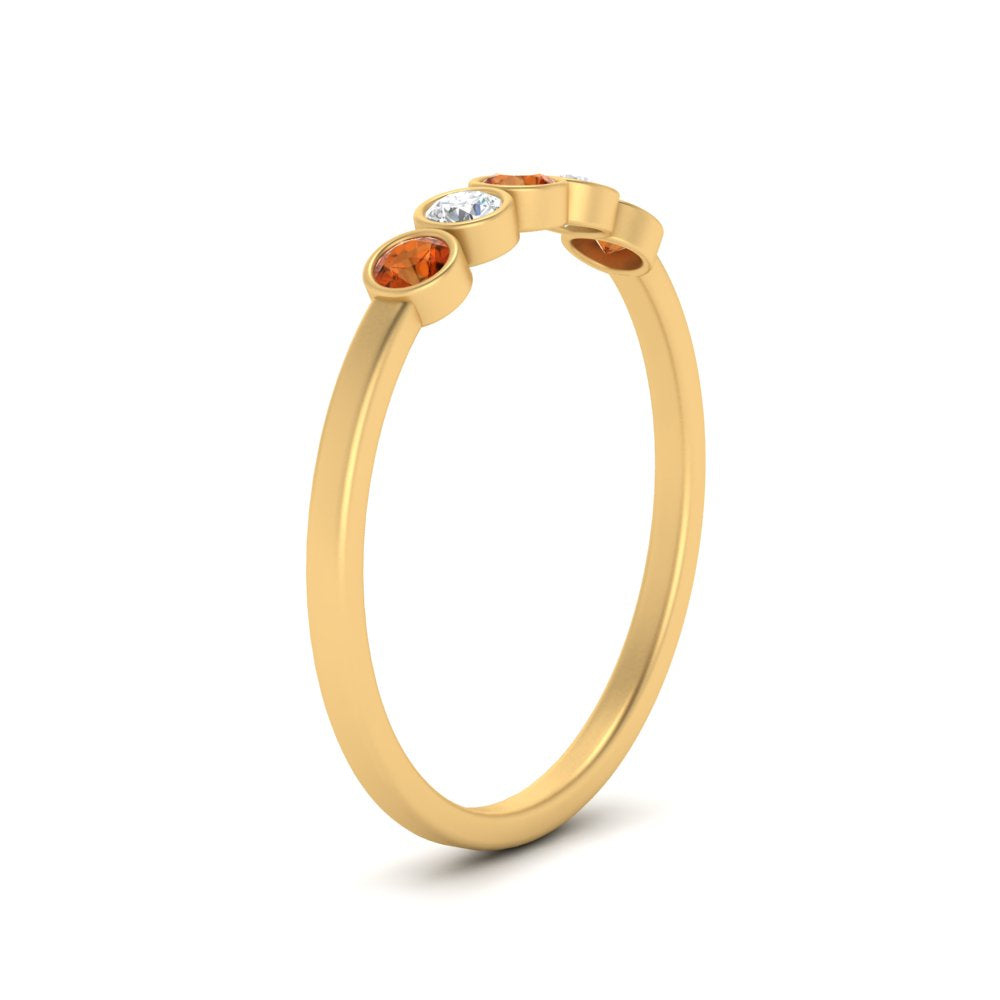 bezel-set-5-round-orange-sapphire-wedding-ring-0.25-ct.-in-FD10558B-0.05CTGSAOR-NL-YG