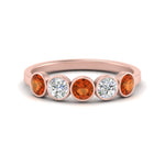 Load image into Gallery viewer, bezel-set-5-round-orange-sapphire-wedding-ring-1-ct.-in-FD10558B-0.20CTGSAOR-NL-RG
