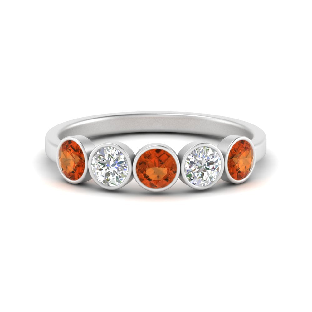 bezel-set-5-round-orange-sapphire-wedding-ring-1-ct.-in-FD10558B-0.20CTGSAOR-NL-WG