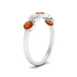 Load image into Gallery viewer, bezel-set-5-round-orange-sapphire-wedding-ring-1-ct.-in-FD10558B-0.20CTGSAOR-NL-WG
