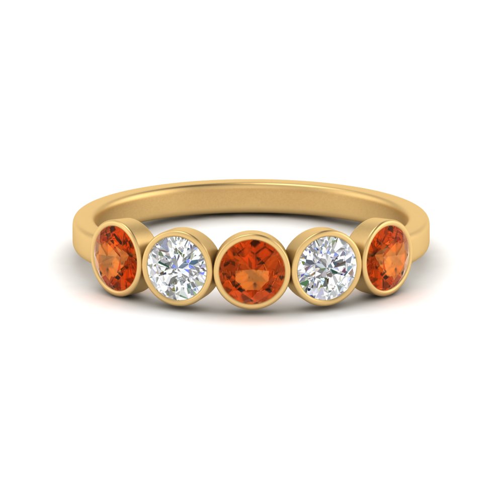 bezel-set-5-round-orange-sapphire-wedding-ring-1-ct.-in-FD10558B-0.20CTGSAOR-NL-YG